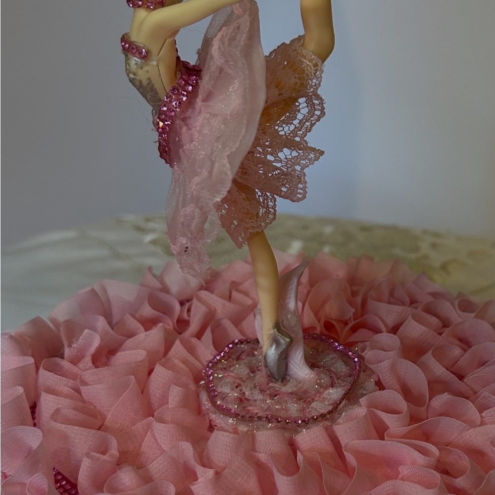 Pink Ballerina Figurine with Lace Details cake topper birthday decoration
